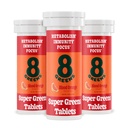8Greens Supergreens Tablets Б124; Super Green Powder Superfood Tablet, Metabolisme Immunitet & Focus, Daily Green Effervescent Tablets, Organic: Aloe Vera, Spirulina, Chlorella, Blood Orange, 30 Servere