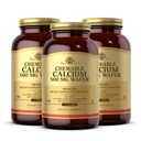 Solgar Chewable Calcium 500 mg - 120 Wafers, Pack of 3 - Promodes Muskuloskeletale Sundhed - Non-GMO, Vegan, Gluten, Hvede & Dairy Free, Kosher - 180 Total Servering
