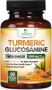 Gurkemeje Supplement 2000mg - 95% Curcuminoider med Glucosamin, Ginger & MSM, BioPerine Black Pepper til Bedste Absorption, Nature Vegan fælles støtte, Non- GMO, Flasket i USA - 60 kapsler