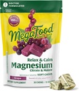 MegaFood Relax + Calm Magnesium Supplement - Soft Chews med Magnesium Citrate & Malate for Heart Health, Muscle Tension & Mere - Vegetar - Grape- Flavor - 30 Chews (15 Servere)