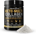 Keto Multi Collagen Peptider 16.2 oz - Bone Broth Protein Powder, med 5 typer Hydrolyzed Collagen, MCT Oil & Biotin til hud, Joints, Hår & Nails, Unflavored Collagen Powder