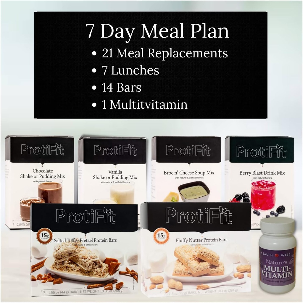 PROTIFIT - High Protein Meal Plan Starter Kit, 15g Protein Kosttilskud & Snacks, 30 dage Multivitamin, Ideel Protein Kompatibel (7 dages Kit)