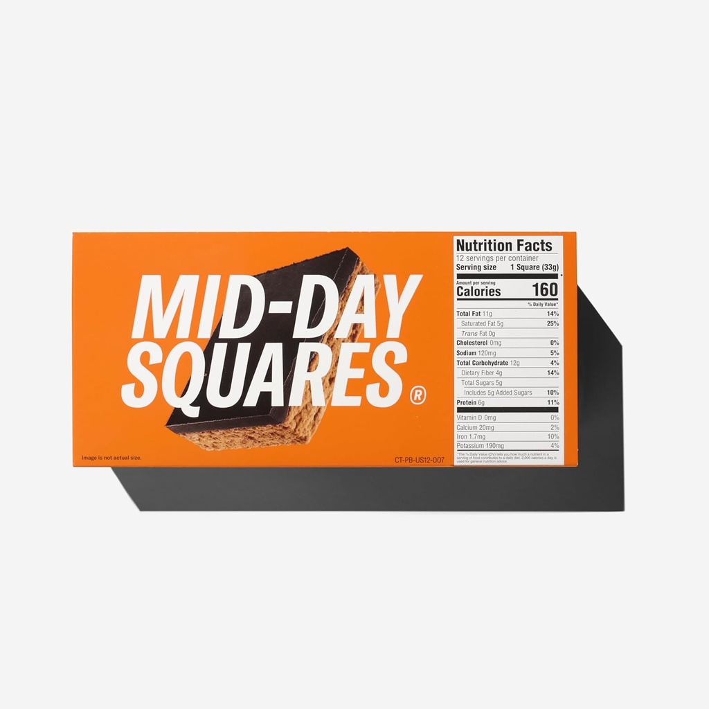 Mid-Day Squares Peanut Butta Protein Chocolate Bars, 1.16 Oz each, 2 Packs (24 Squares) | Made with Real Chocolate, 6g Plant Protein, 4g Fiber, Gluten Free, Plant-Based