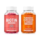 Biotin & gurkemeje Vegan Gummies Combo Buddy 124; Max Strength Hair Growth, Hud Sundhed, og Samlet Wellness Buddy 124; 10000mcg Biotin & 95% Standardiseret Gurkemeje Buddy 124; Natural, Non- GMO og Gluten- Free Supplement