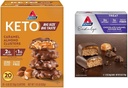 Atkins Caramel Mandel Clusters, Gluten Free, High in Fiber, 1g Sugar, 2g Net Carb, Keto Friendly, 20 Count & Endulge Chocolate Caramel Mousse Bar, Dessert Favorite, 1g Sugar, High in Fiber, 5 Count