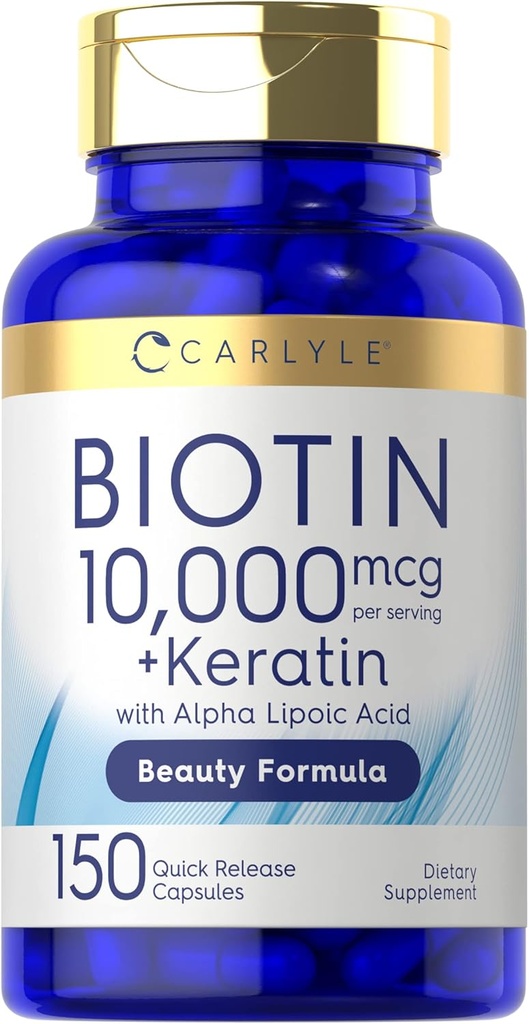 Carlyle Biotin 10000mcg øb 124; 150 Kapsler; Beauty Formel med Keratin
