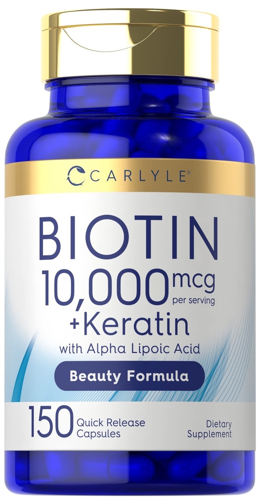 Carlyle Biotin 10000mcg øb 124; 150 Kapsler; Beauty Formel med Keratin