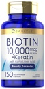 Carlyle Biotin 10000mcg øb 124; 150 Kapsler; Beauty Formel med Keratin