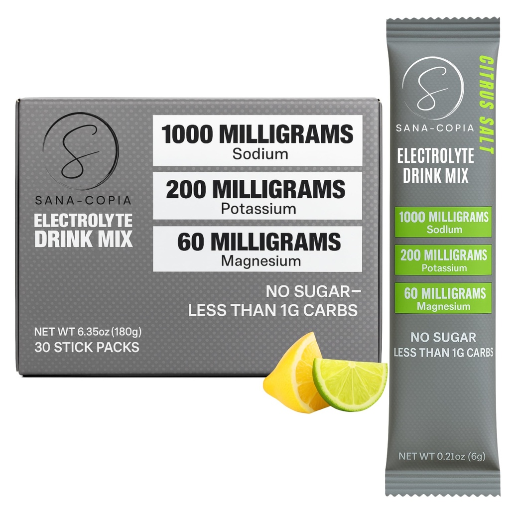 Elektrolyte Drink Mix Hydrations Pakninger: 1000mg Natrium, Kalium & Magnesium Citrus Salt Hydrating Powder, Zero Sugar - 30 Lemon Lime Elektrolyte Powder Pakninger, For Rehydrering eller Dehydrering Relief