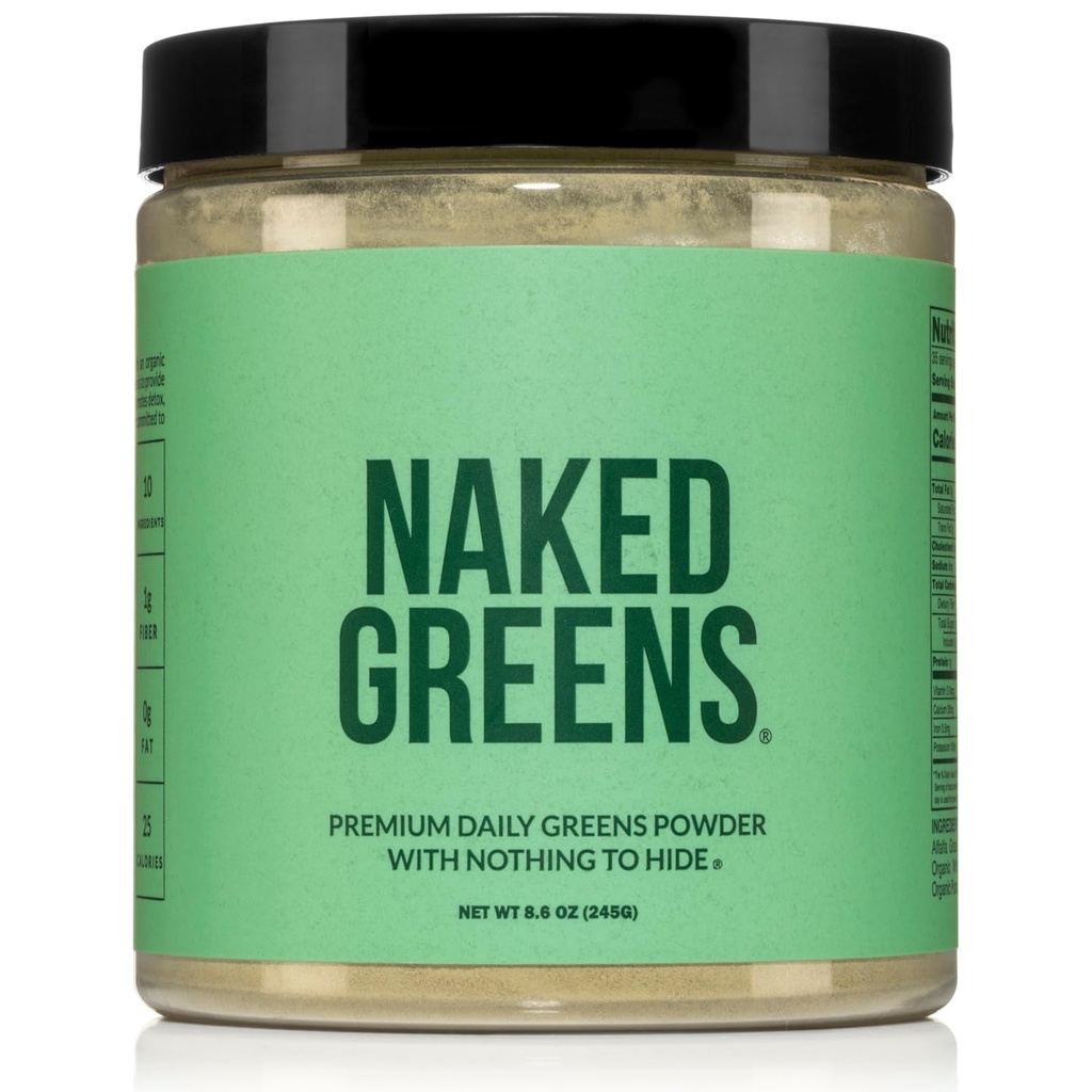 NAKED Super Green Powder Organic Green Supplement - Kun 10 Premium ingredienser - Vegan, non-GMO, Prebiotic og Probiotic - 35 Serveringer