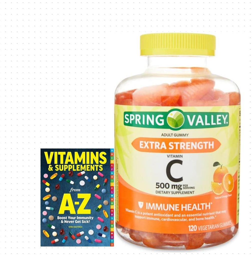 Spring Valley Extra Strength Vitamin C, 500 mg Vegetarisk Gummies, 120 Count + bedre guide Vitamin Kosttilskud Book gratis kan ikke sælges separat