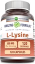 Amazing Formulas L- Lysin 500 mg kapsler Aminosyre Supplement 124; Non- GMO