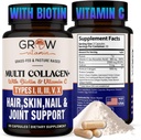 vokser vitamin Multi Collagen kapsler - type I, II, III, V & X; Hydrolyzed Blend med Biotin & C-vitamin til hår, hud, negle 90 Kapsler