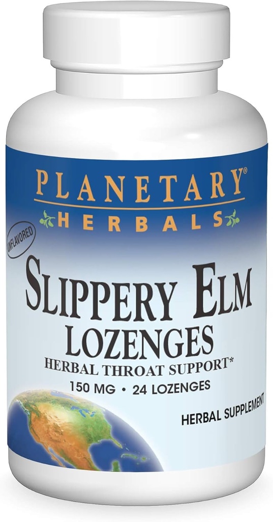 Planetariske Herbals Slippery Elm Lozenges, Herbal Throat Support, 24 Lozenge