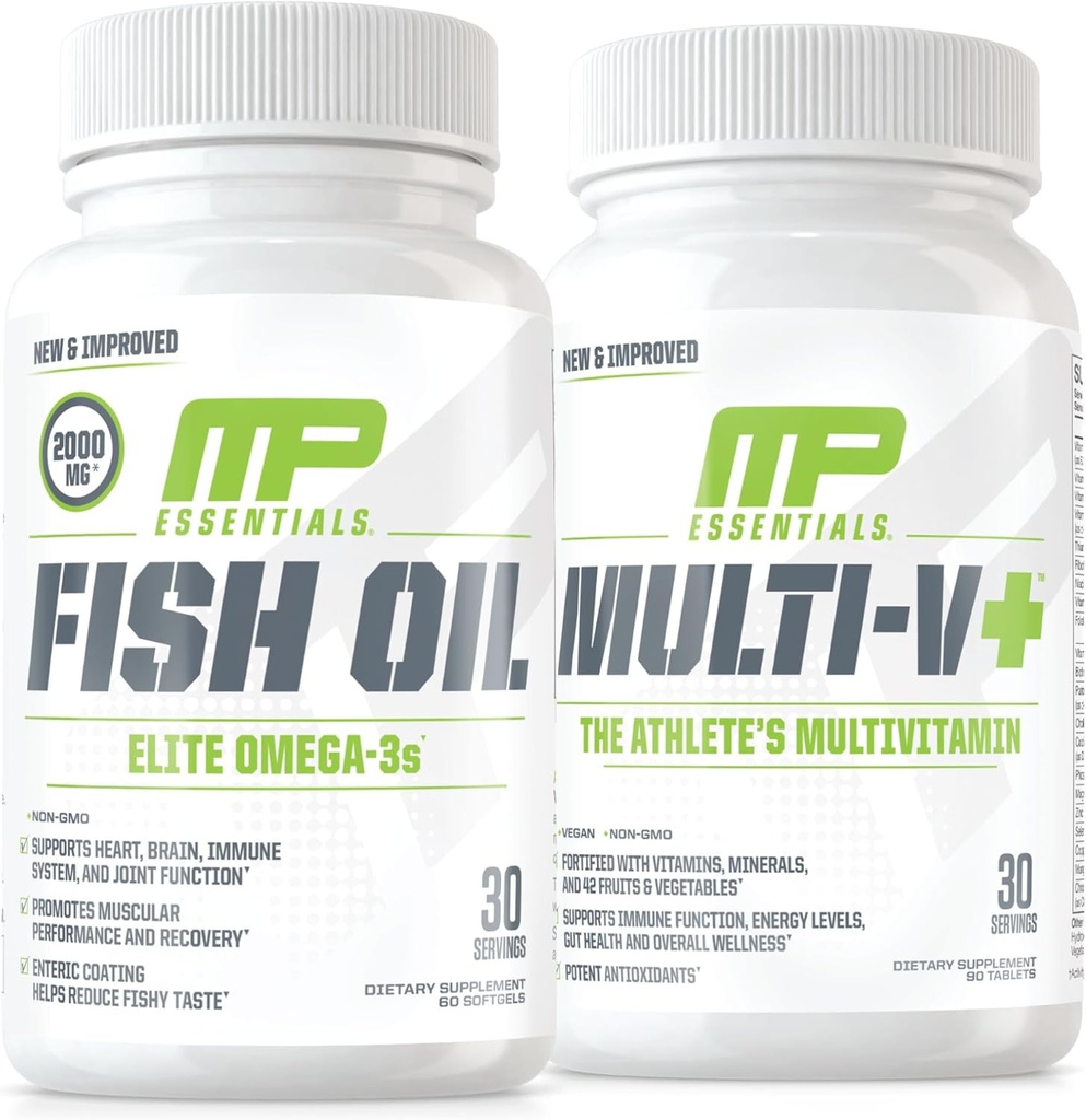 Muscle Pharm Essentials Multi-V+ & MusclePharm Essentials Fish Oil Elite Omega 3 Supplement