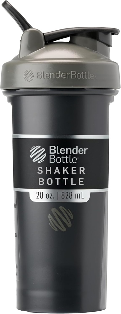 BlenderBottle Classic V2 Shaker Flaske Perfekt til Protein Shakes og Pre Workout, 28-Ounce, grå / sort, sort skygge