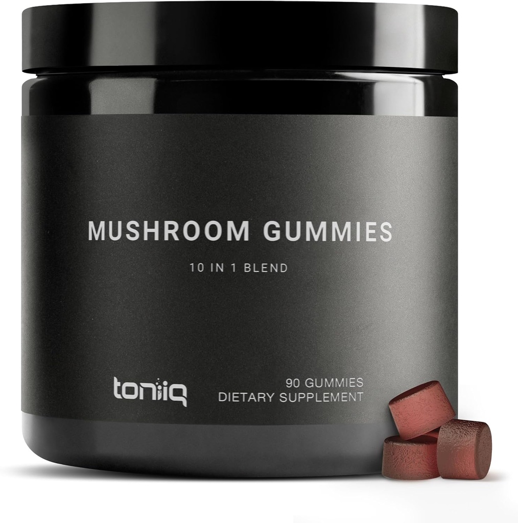 Mushroom Gummies - Ultra High Potency 10: 1 Uddrag med Lions Mane, Chaga & Reishi - Kraftfuld 10-Mushroom Blend - Third-Party Lab Testet - 90 Gummies