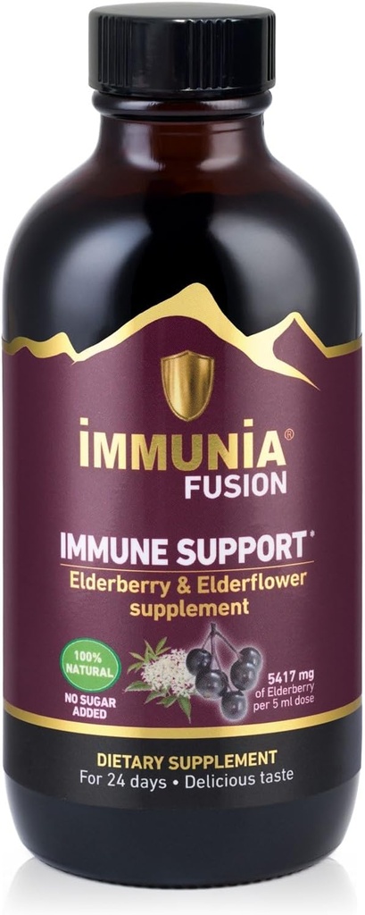 Immunia Fusion - Forbedre din immunforsvar. En kraftfuld formel lavet med hyldebær, hyldeblomster og blå frugter rig på polyphenoler. En koncentreret antioxidant formel. (1-Pack)