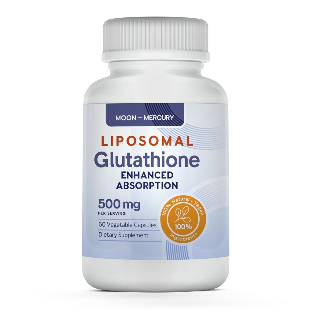 Liposomal Glutathione Non- GMO, Gluten Free 500mg Supplement - Kan give immunforsvar, lever Detox, hjerne sundhed og hjerte sundhed - 60 Glutathione kapsler