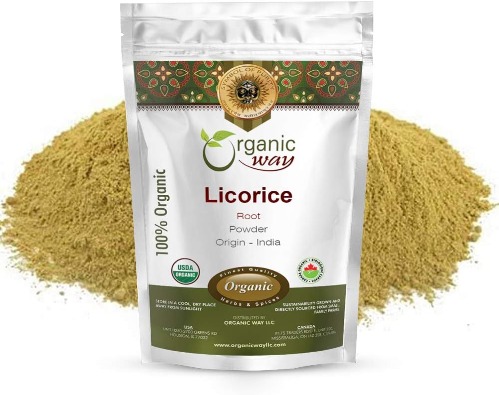 Organic Way Licorice Root Powder (Glycyrrhiza glabra) - Herbal Tea | Kosher & USDA Certified | Vegan, Non-GMO & Gluten Free | Tested for Heavy Metal and Purity | 100% Raw from India (1/4LBS / 4Oz)
