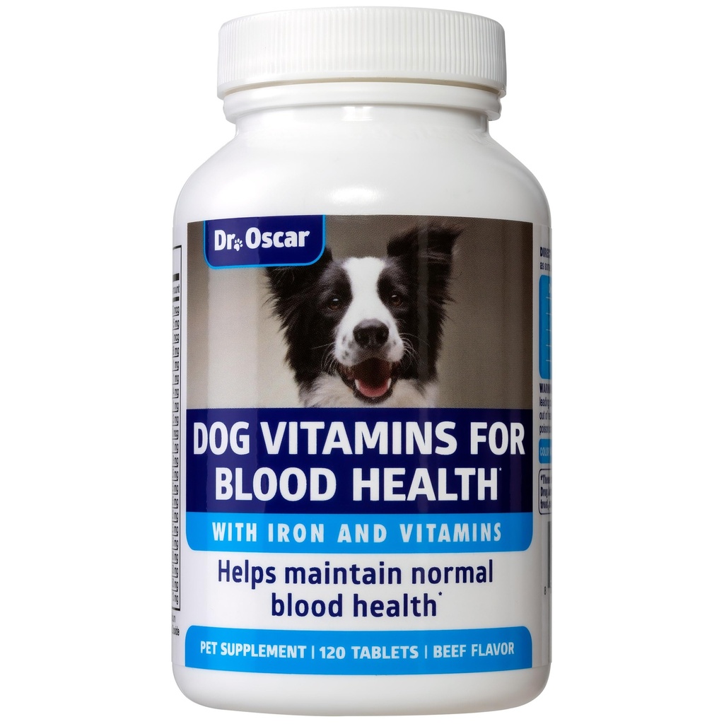 3in1 Blodhjælp, Immunitet & energi til hunde, Jern supplement til hunde, Hjælper med at opretholde blodsundhed, Normal Red Cells Niveauer & Normal Clotting Funktion, 120 tabletter