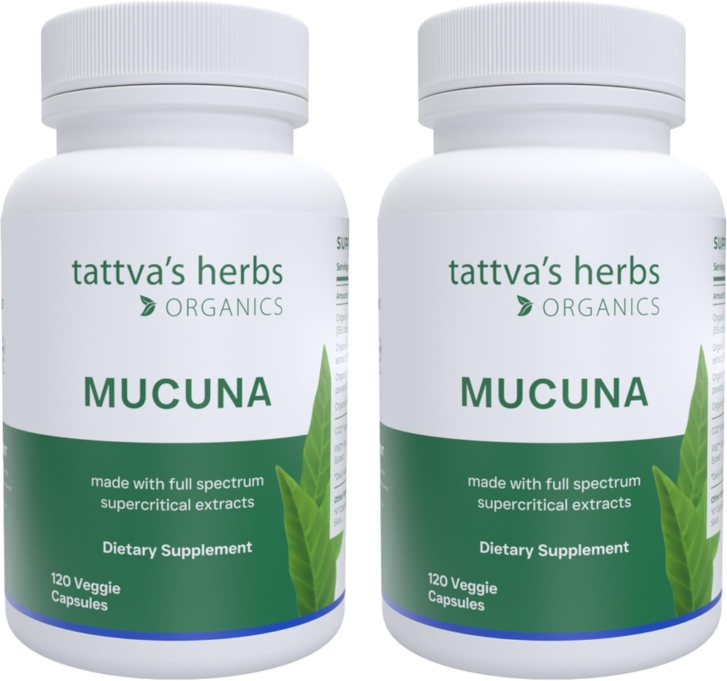 Tattva 's Urter Organic Mucuriens - Natural L- dopa, Dopamin Support, Vegan & Gluten- Free - 240 Kapsler (2 - Pack)