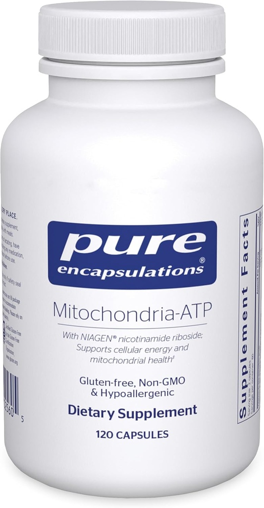 Pure Encapsulations Mitochondria-ATP - Mitochondrial Support - ATP Production Aid* - with Vitamin C, Vitamin E & Thiamin - Antioxidant Support - 120 Capsules