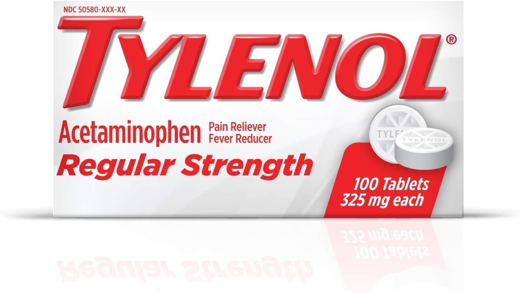 Tylenol Regelmæssige styrker tabletter med 325 mg Acetaminophen, Feber Reducer & Pain Reliever for Hovedpine, Ryg Ache, Muskelsmerter & Menstruelle kramper, 2 Pack