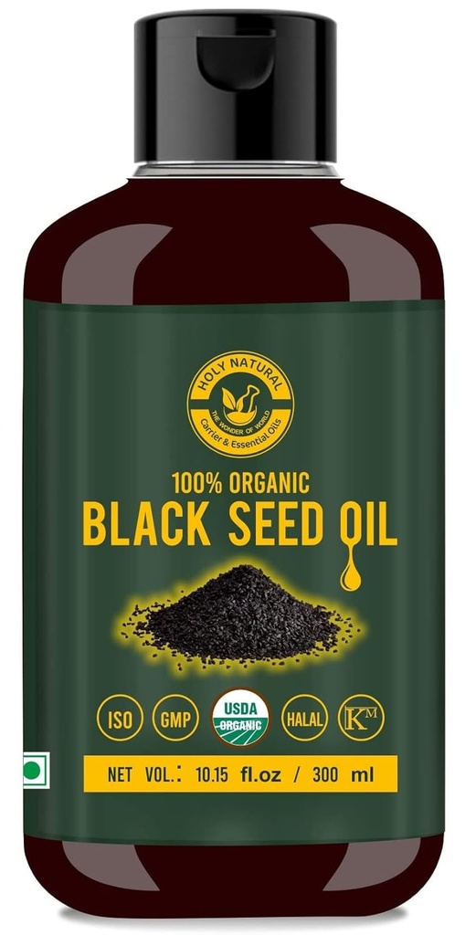 Black Seed / Nigella Sativa / Kalonji Seeds Oil (10.15 fl oz), Virgin Cold- Pressed, Pure & Natural, Ingen GMO, Ubehandlet Black Seed Oil - Kilde til Thymoquinone & Omega 3,6 & 9
