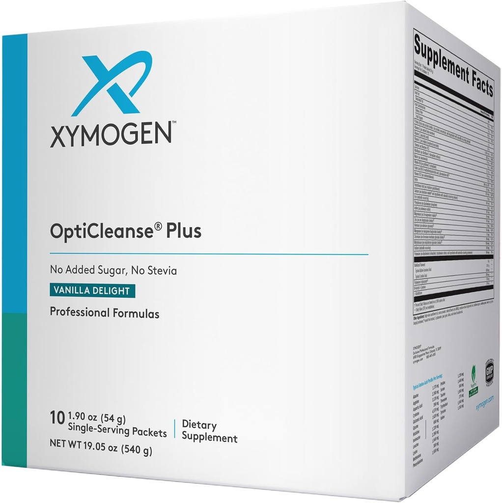 XYMOGEN OptiCleanse Plus - Vegan Protein Shake med vitaminer, mineraler og aminosyrer til støtte Detox - Energi, leverdetox + sund hormon Metabolisme Support - Vanilla Delight (10 pakker)