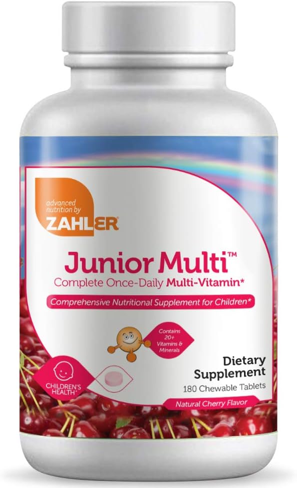 Zahler Junior Multi ™, Komplet Once- Daily Multi- Vitamin, Natural Cherry, 180 tyggetabletter