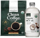 Natural Force Organic Dark Roast Clean Coffee + Organic MCT Oil Bundle - 100% Pure Coconut MCTs & Mold & Mycotoksin Free Coffee - Non- GMO, Keto, Paleo, og Vegan - 12 Oz og 16 Oz