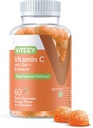 Viteey C-vitamin Gummies for voksne & Teens med zink & Echinacea - immunsupport Gummies - Vegan, Gelatine Free, Gluten Free, GMO Free - Tasty C-vitamin Chewable Orange Flavored Gummy