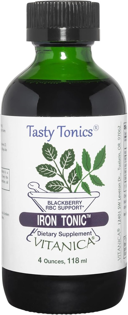 Vitanica Jern Tonic, flydende jerntilskud, Red Blood Cell Support, Vegan, 4 Ounce