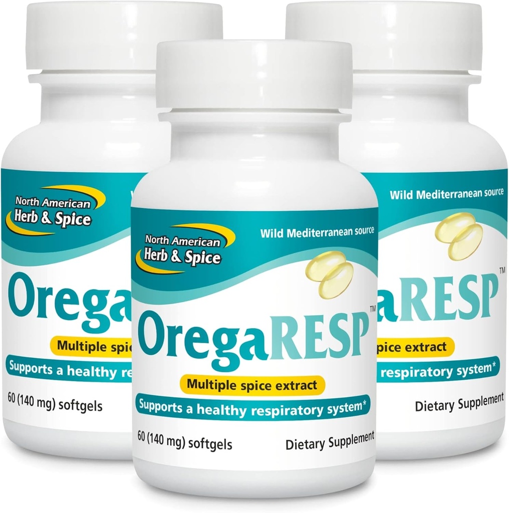 NORDAMERICAN HERB & SPICE OregaResp P73-60 Softgels - Pack of 3 - Understøtter immunforsvar og luftvejssundhed - Multipel Spice Oil Complex med Oreganol P73 Oregano Oil - Non- GMO - 90 Total Servering