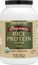 NutriBiotic Certified Organic Rice Protein Plain, 3 Pound Budding- 124; Low Carbohydrate Vegan Protein Powder
