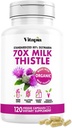 Vitapia Organic Milk Thistle Extract 70: 1 Supplement - Lever Rengøring Detox & Reparation, Lever Health Support, Antioxidanter - 120 Veganske kapsler, Ikke GMO, Gluten Free