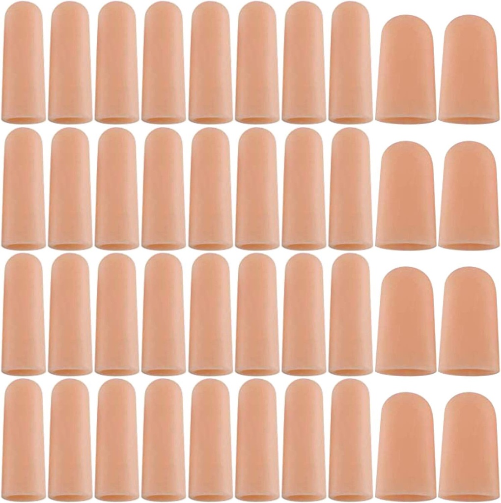ANCIRS Gel Finger Support Protector Handsker, Gel Finger Cots / Covers - Forskellige størrelser Silicone Fingertips til hænder Cracking, Eksem Hud (40pcs)