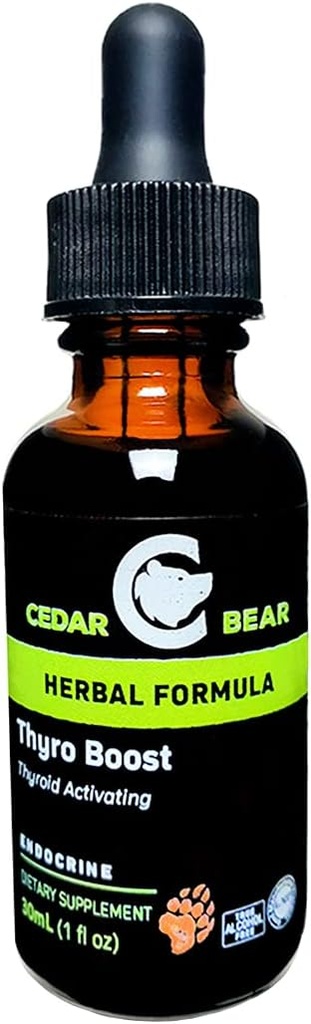 Cedar Bear Thyro Boost en flydende urte supplement, der hjælper med at aktivere og opbygge Thyroid funktion og strukturel integritet 1 Fl Oz