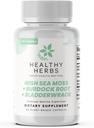 Sunde urter Fremstillede havmosser Kapsler 124; 2280mg Advanced Ocean Green Complex Irish Sea Moss Superblare 124; US- Made, Vegan, Non- GMO, Easy- Swallow (60 Kapsler)