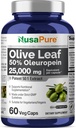NusaPure Olive Leaf 50: 1 Extract, 500 mg Tilsvarende 25,000mg - 50% Oleuropein Vegan / Vegetar - Super Strength No Oil 60 Capsules
