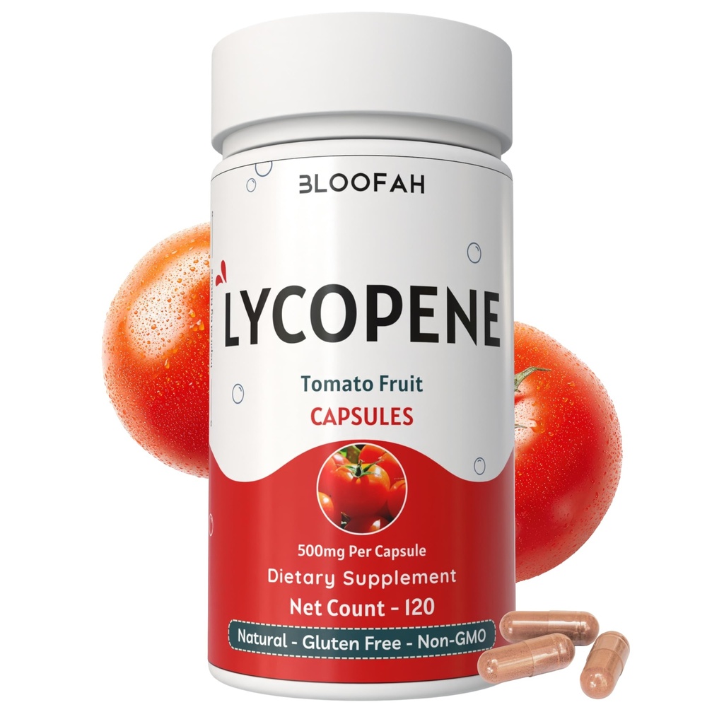 Tomat Pulver kapsler 500mg (Lycopene) - 120 Greve • 124; Natural Carotenoid Supplement for sundhed og wellness Support • 124; Plant baseret, Gluten Free & Non- GMO Formel