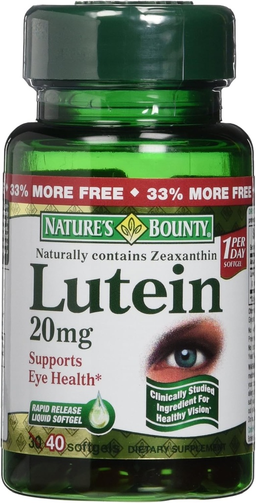 Nature 's Bounty Lutein 20 mg 40 Softgels (pakke med 2)