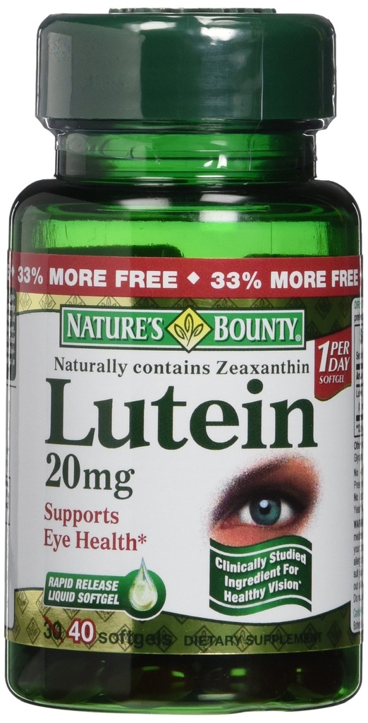 Nature 's Bounty Lutein 20 mg 40 Softgels (pakke med 2)