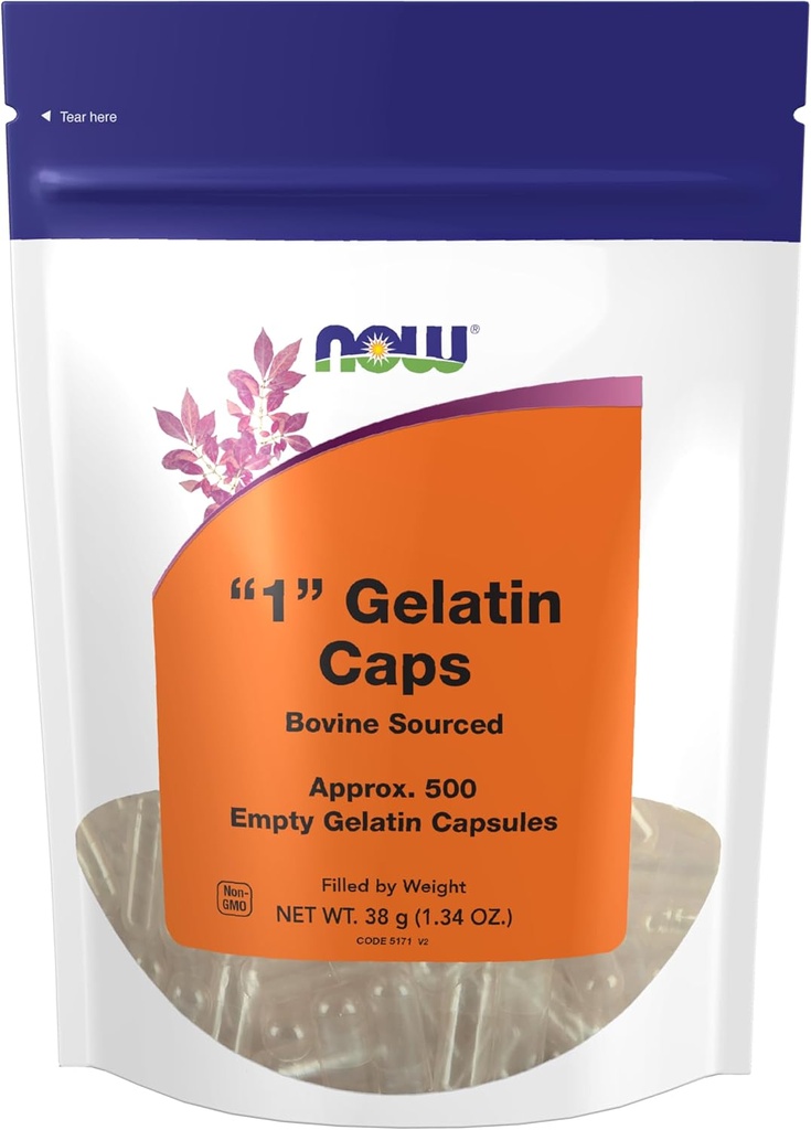 Now Foods Supplements, Tomme Gelatine Kapsler, # 1, Kvæg Sourced, Fyldt med vægt, 500 Gel Kapsler