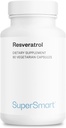 Supersmart - Resveratrol 40mg per dag (Well- Tolerated) - Organic Red Grapes Extract - High Potency Resveratrol Supplement: 124; Non- GMO & Gluten Free - 90 Vegetariske kapsler