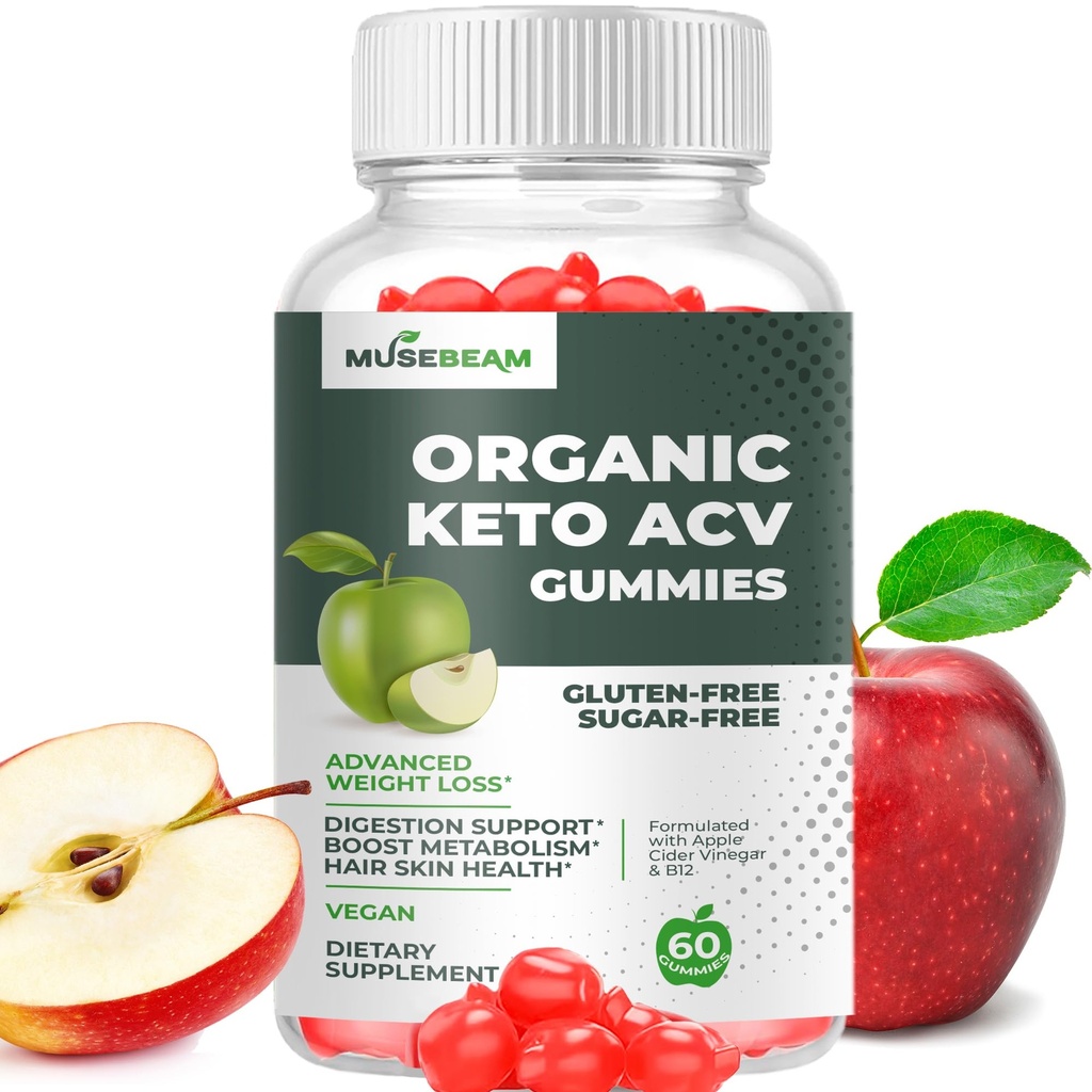 Organic Keto ACV Gummies Advanced vægttab - Gluten & Sugar Free Belly Fat Burner Apple Cider Vincious Diet supplement til kvinder (1000MG)