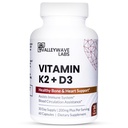 Vitamin D3 K2 kapsler - 2 - in-1 Vitamin K2 MK7 100 mcg + VIT D3 5000 IE (125 mcg) Kosttilskud til støtteben, tænder, muskler og immunforsvar Support *, 60 Tæl