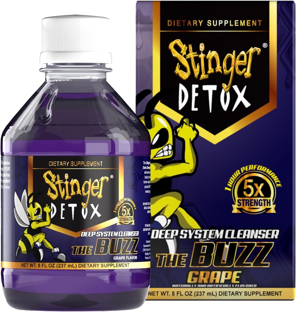 Stinger Detox Buzz 5X ekstra styrke drik - Grape Flavor - 8 FL OZ - 2 Pack