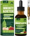 Sarsaparilla & Kalawalla Root (Polypodium Leucotomos) Immunitet & Detox Drops, Natural Herbal Immunsupport Formel w / Lions Mane. Gotas de Zarzapararrilla, Cardo Mariano y Melena. 2oz